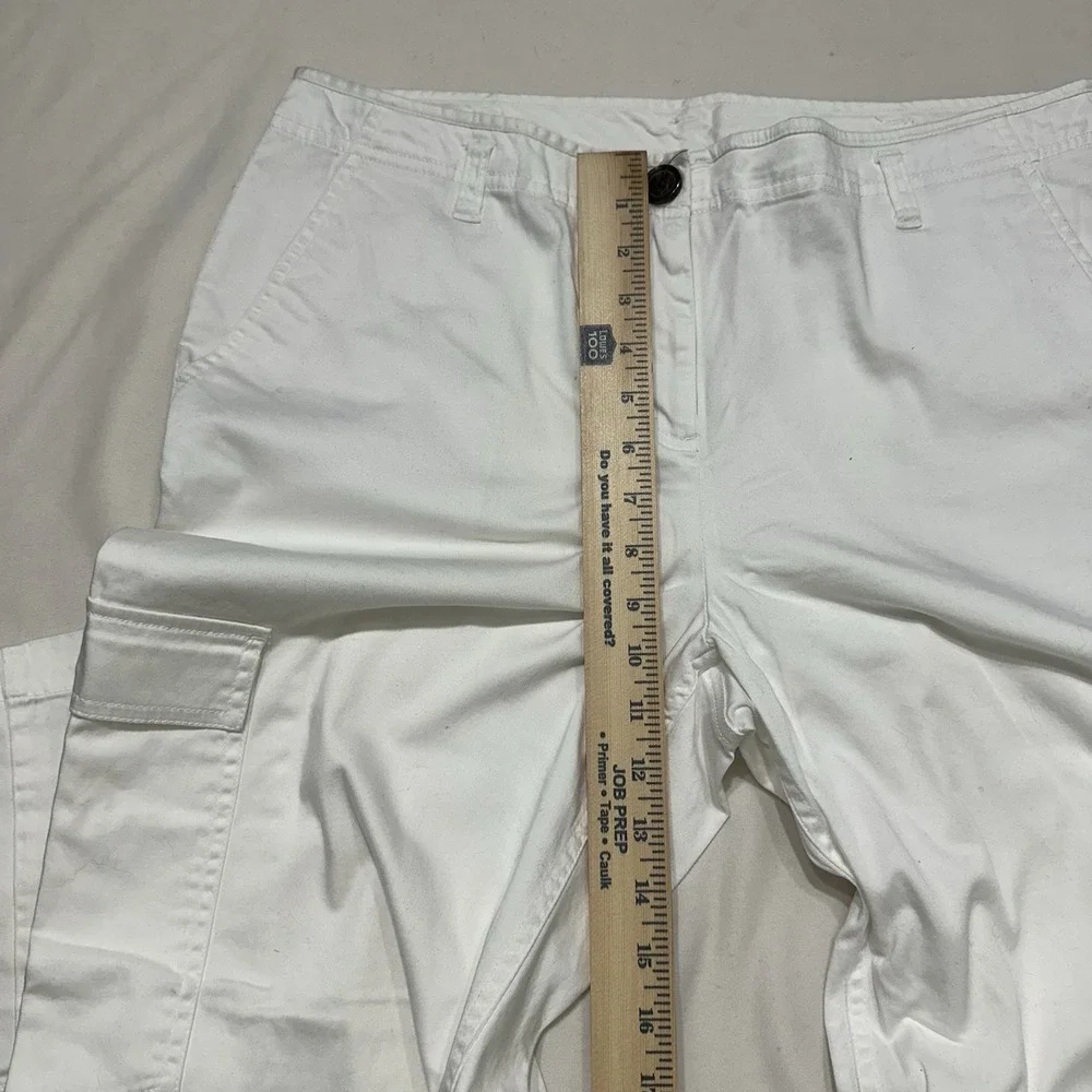 Liz Claiborne New York Womens White Stretch Cargo Pants / Utility‎ Pants Size 14